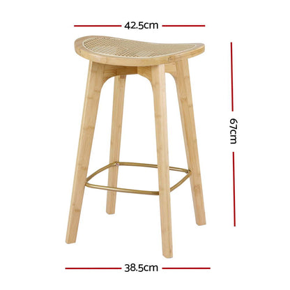 Artiss 2x Bar Stools Bamboo Rattan Stool Counter Chair Kitchen Barstools