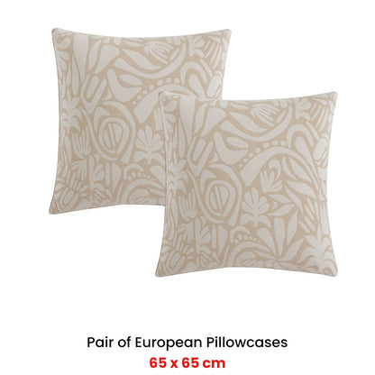 Platinum Collection Pair of Haven Caramel Jacquard European Pillowcases 65 x 65cm