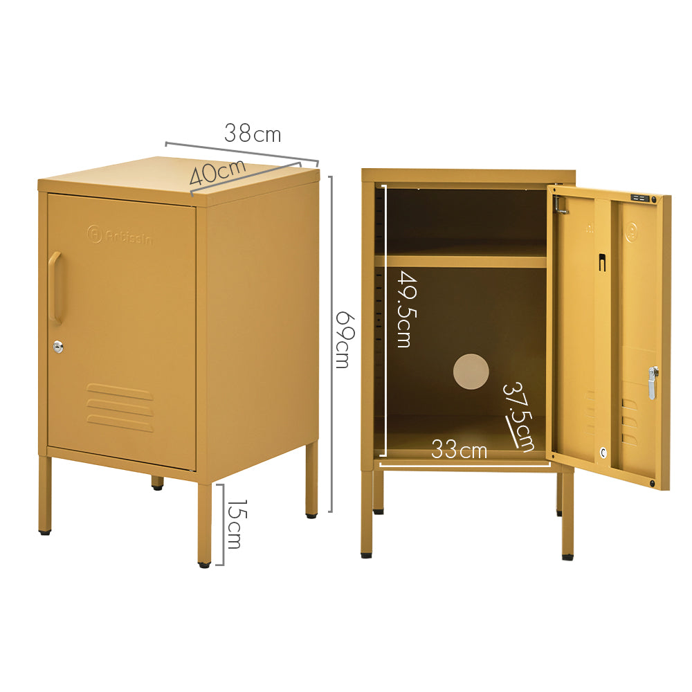 ArtissIn Metal Locker Storage Shelf Filing Cabinet Cupboard Bedside Table Yellow