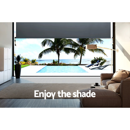 Instahut Outdoor Roller Blinds Roll Down Shade Retractable Window 2.1X2.5M