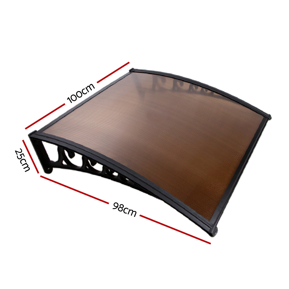 Instahut DIY Window Door Awning Brown 1 x 1M