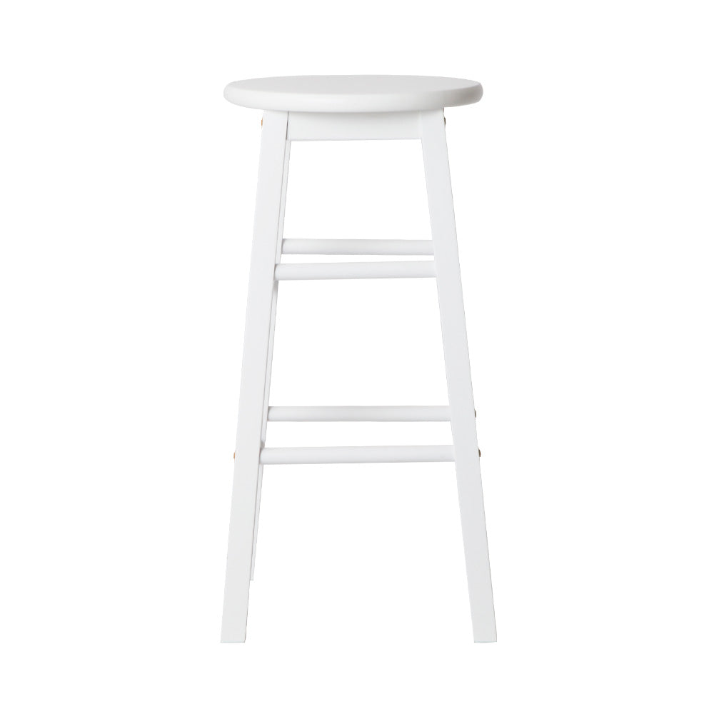 Artiss Set of 2 Beech Wood Backless Bar Stools - White