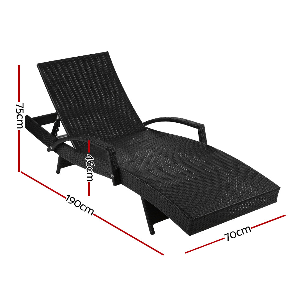 Gardeon Outdoor Sun Lounge - Black