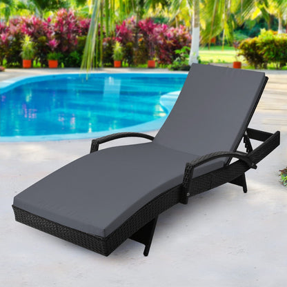 Gardeon Outdoor Sun Lounge - Black