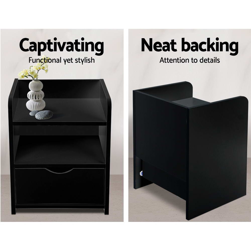 Artiss Bedside Table Drawer - Black