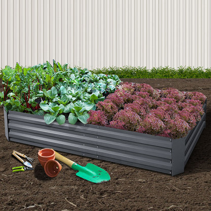 Greenfingers Galvanised Steel Raised Garden Bed Instant Planter 210 x 90 Aluminium