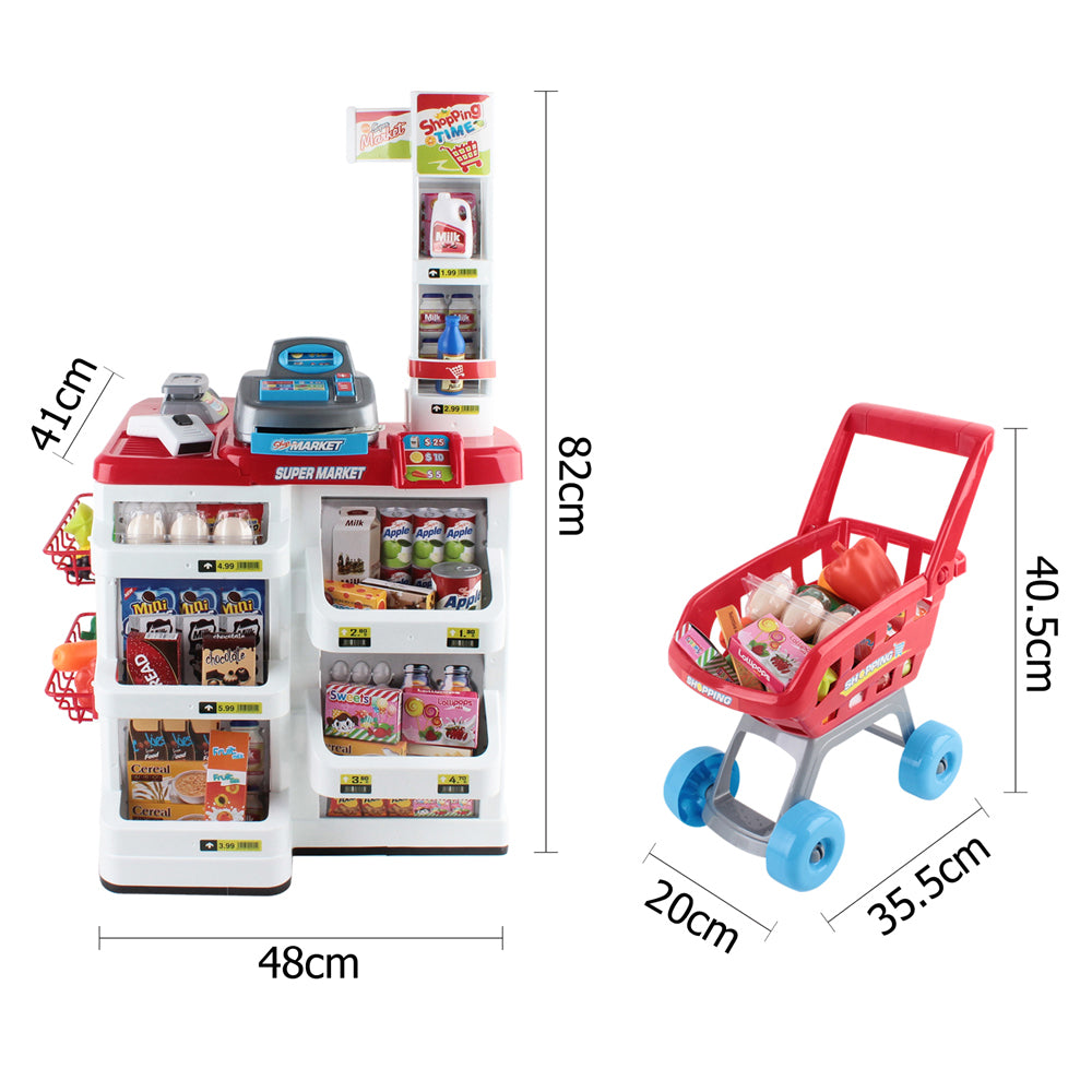 Keezi 24 Piece Kids Super Market Toy Set - Red & White