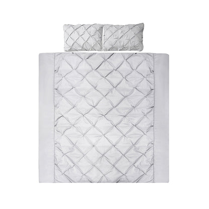 Giselle Quilt Cover Set Diamond Pinch Grey - Queen