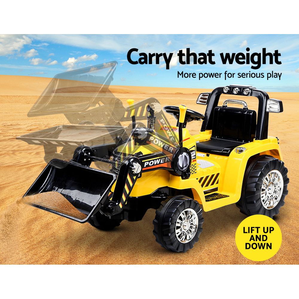 Rigo Kids Ride On Bulldozer Digger Electric Car Yellow