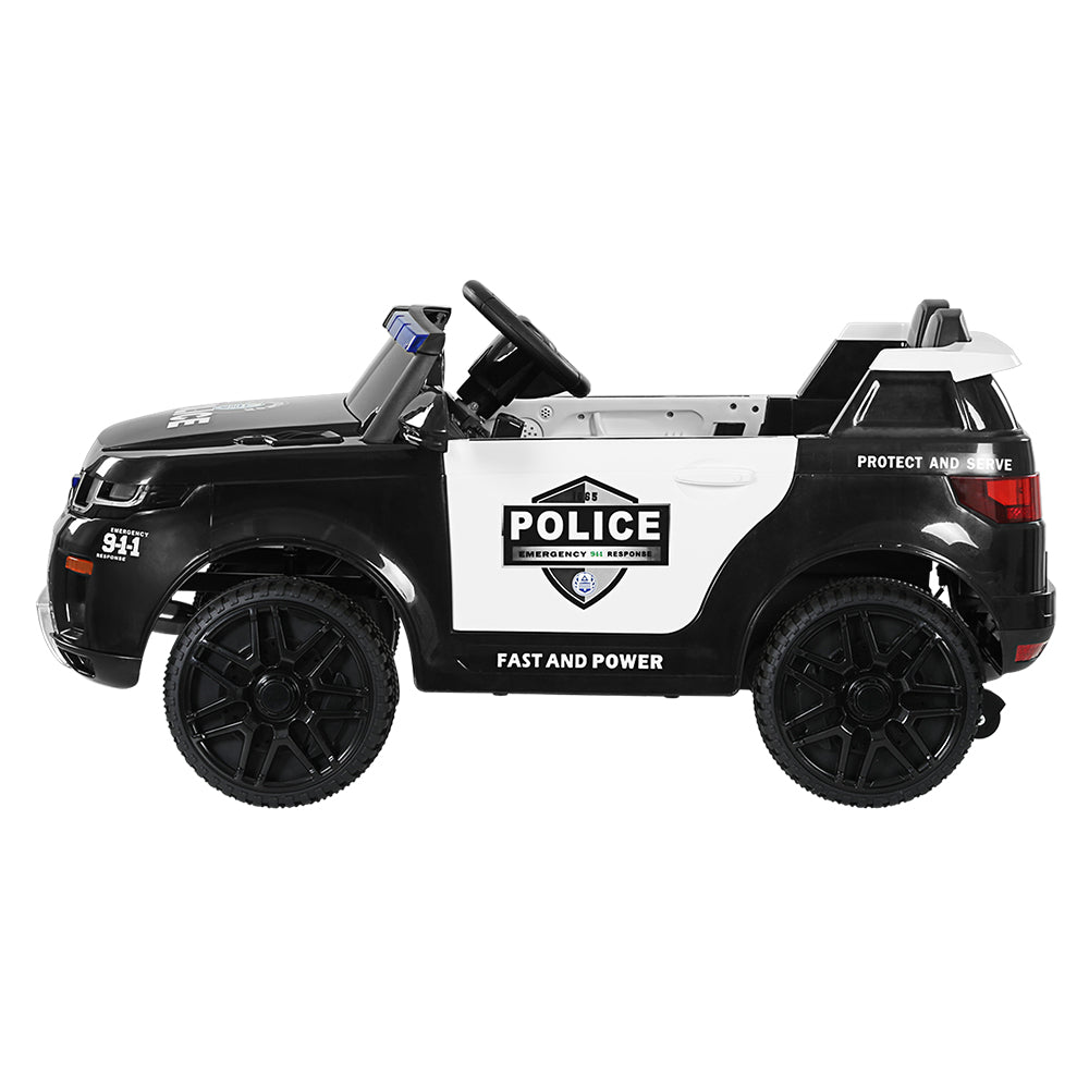 Rigo Kids Ride On Car Electric Patrol Police Toy Cars Remote Control 12V Black