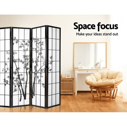 Artiss Room Divider Screen Privacy Dividers Pine Wood Stand Black White 4 Panel