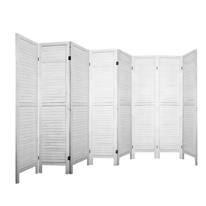 Artiss Room Divider Screen 8 Panel Privacy Wood Dividers Stand Bed Timber White