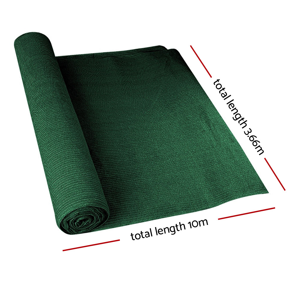 Instahut 90% Sun Shade Cloth Shadecloth Sail Roll Mesh 3.66x10m 195gsm Green