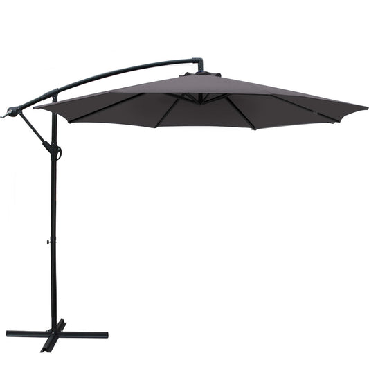 Instahut Outdoor Umbrella 3M Cantilever Beach Garden Patio Charcoal