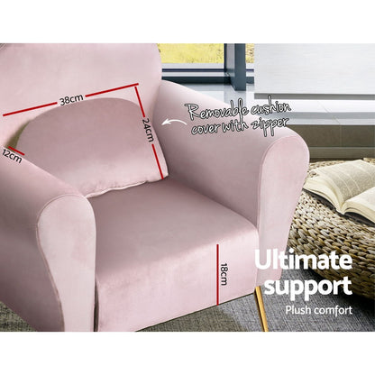 Artiss Armchair Lounge Chair Accent Armchairs Chairs Sofa Pink Velvet Cushion