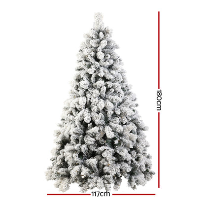 Jingle Jollys Christmas Tree 1.8M Xmas Tree with 350 LED Lights Snowy Tips