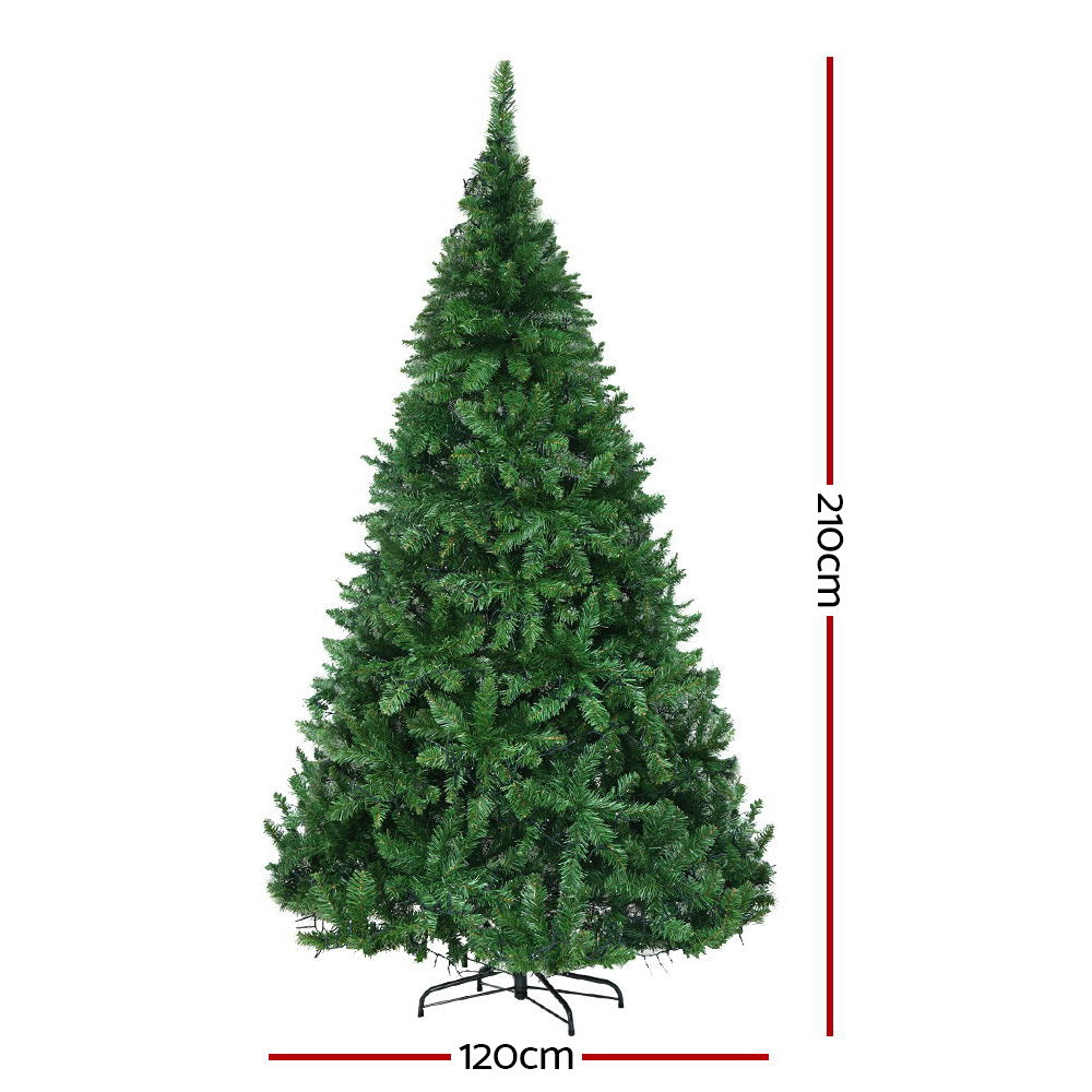 Jingle Jollys Christmas Tree 2.1M With 1134 LED Lights Warm White Green