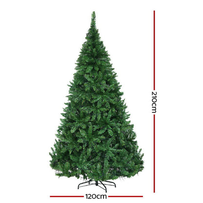 Jingle Jollys Christmas Tree 2.1M With 1134 LED Lights Warm White Green