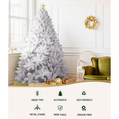 Jingle Jollys Christmas Tree 2.1M Xmas Trees Decorations White 1000 Tips