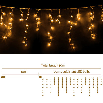 Jingle Jollys Christmas Lights 20M 800 LED Icicle Light Warm White Decorations