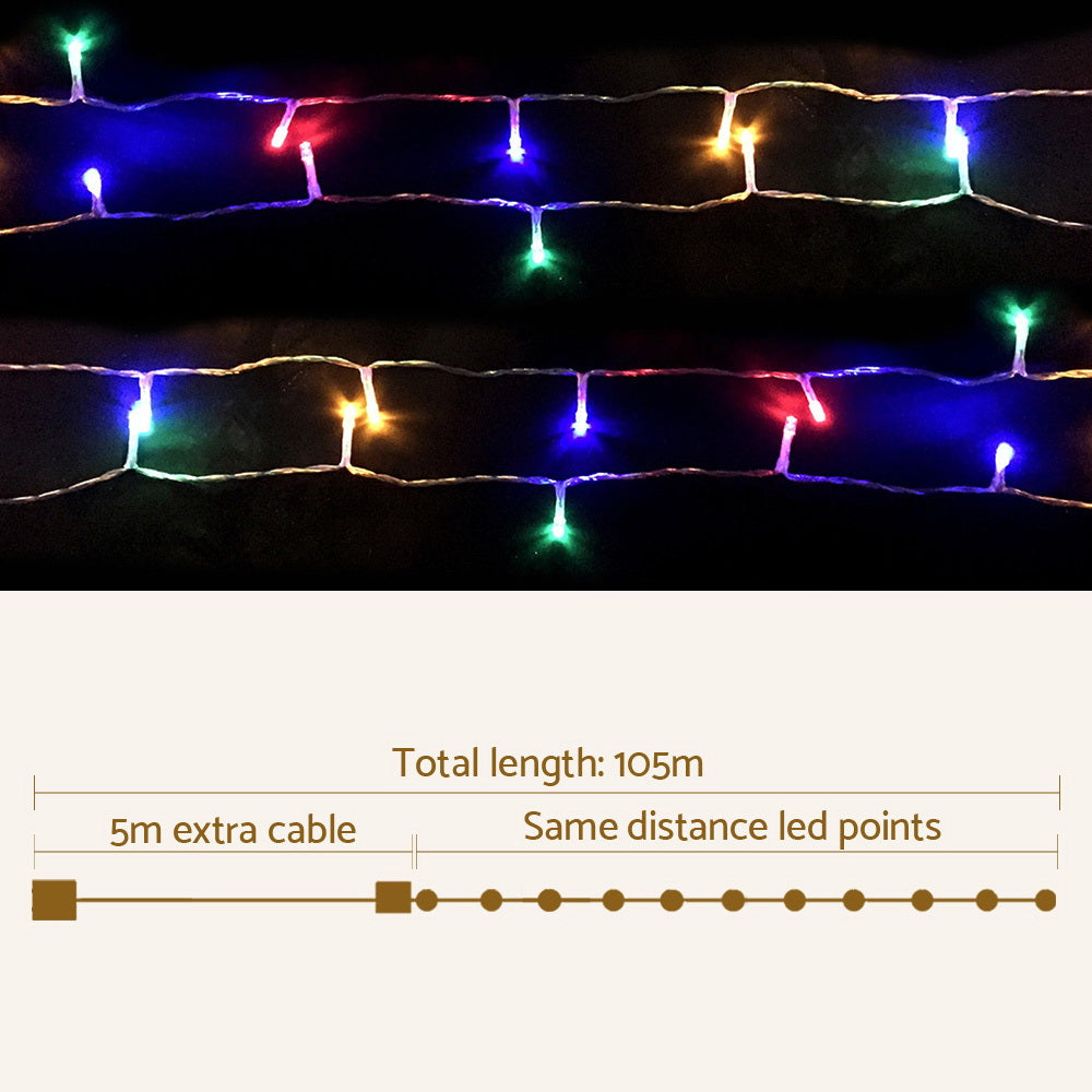 Jingle Jollys Christmas Lights 500 LED 100M String Light Multi-coloured Decora